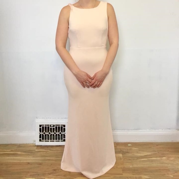 Blush pink floor length low-back formal dress - Picture 2 of 3